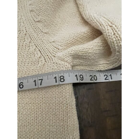 Vintage Lands’ End Women’s M 10-12 Cotton Cardigan Sweater Cream Shawl Collar - Picture 8 of 9